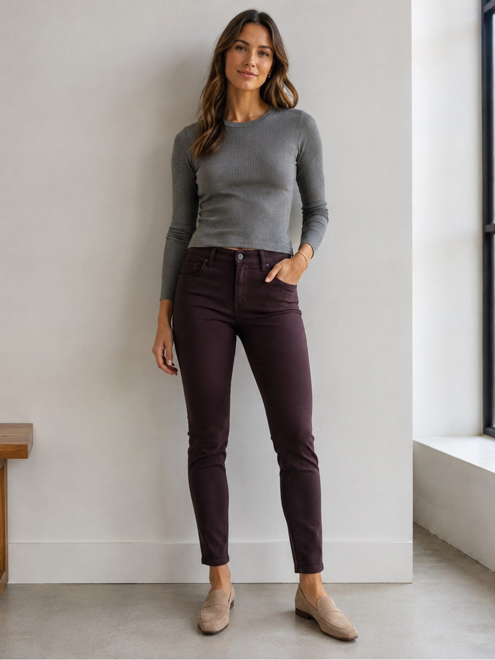 Liverpool Skinny Ankle Jeans in Deep Plum